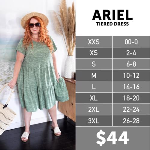Ariel Tiered Dress Size Chart